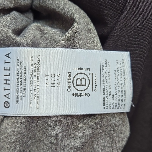 Athleta Womens 14T Brooklyn Camo Lined Jogger Pants Black Pull On Athletic - Picture 6 of 9